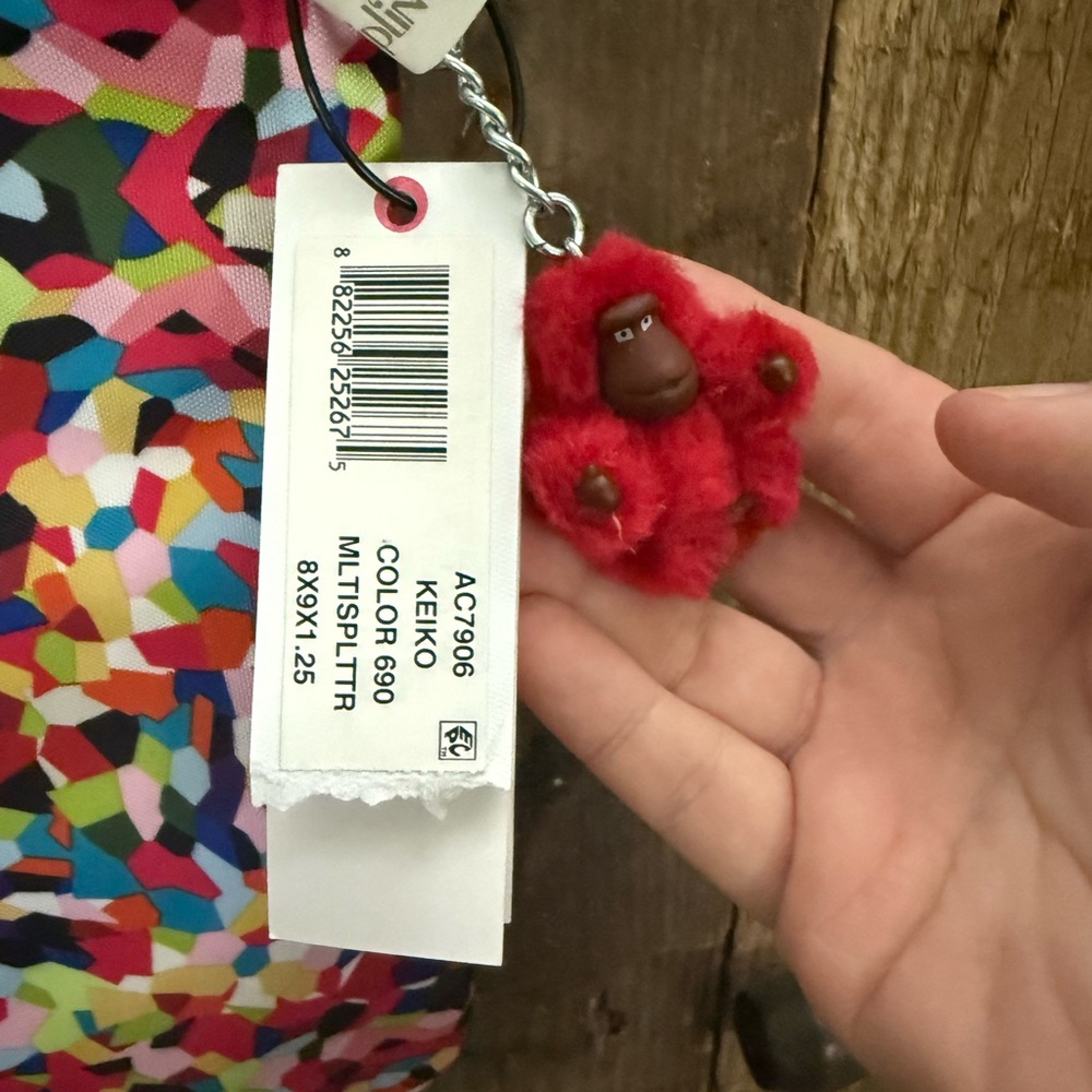 Kipling Keiko Crossbody Nylon Purse Shoulder Bag Color Burst NWT with Monkey - Picture 4 of 7